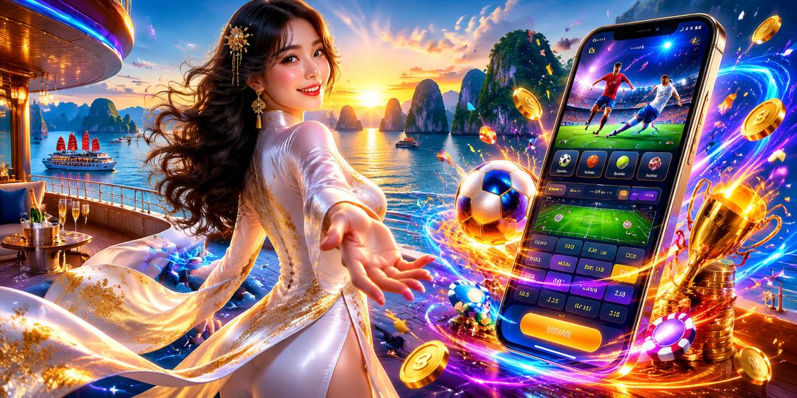 Cảnh quan Hạ Long Bay với biểu tượng thể thao và cá cược trực tuyến Việt Nam